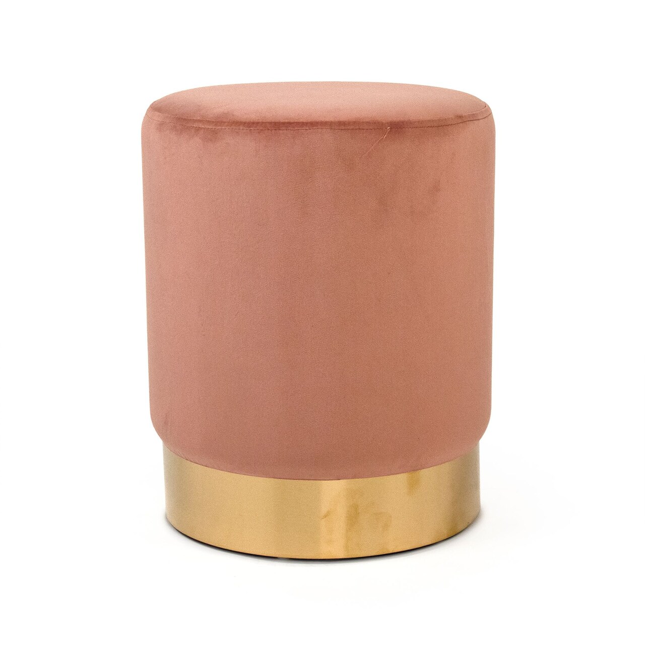 Zentique 17" Mauve Pink Contemporary Upholstered Velvet Cylindrical Vanity Stool